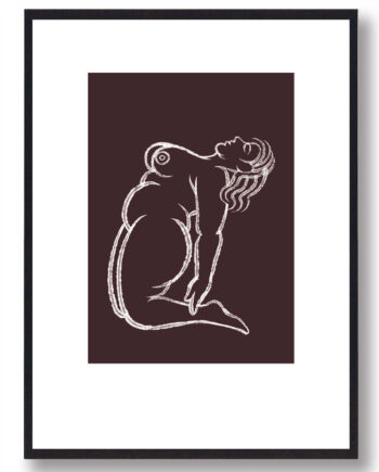 Brun Yoga Plakat Kvinde Bøjer Sig Bagover - Plakatdyr.dk Fitwell