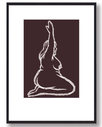 Brun Yoga Plakat Siddende Kvinde - Plakatdyr.dk Fitwell