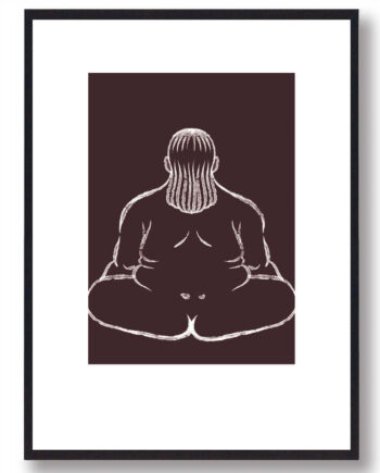 Brun Yoga Plakat Kvinde Meditere - Plakatdyr.dk Fitwell