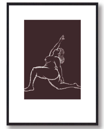 Brun Yoga Plakat Kvinde Stræk - Plakatdyr.dk Fitwell