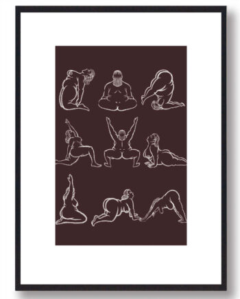 Brun Yoga Plakat Kvinde Yogastillinger - Plakatdyr.dk Fitwell
