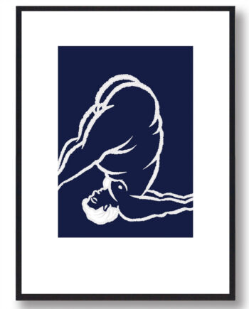 Blå Yoga Plakat Mand Hovedet - Plakatdyr.dk Fitwell