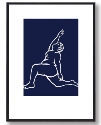 Blå Yoga Plakat Mand Stræk - Plakatdyr.dk Fitwell