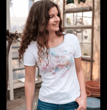 Hvid Bluse Lotus Aquarell Bunt Yoga Tøj Spirit Godkarmashop - Spirit Of Om Fitwell